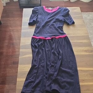 Vintage ,Positive Attitude Pink and Navy Dress
